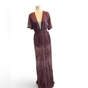 Haute Monde Mauve Lace Maxi Romper SZ M